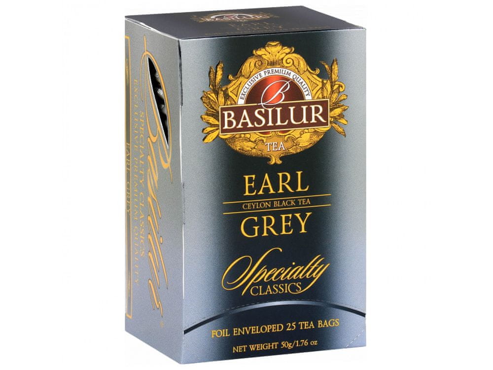 Basilur BASILUR Earl Grey - Cejloňský čierny čaj s bergamotovým olejom v sáčkoch, 25x2 g x1